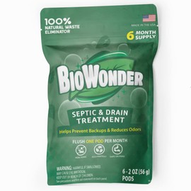BioWonder Septic Tank Treatment Packets - Dissolvable Natural Bacteria Pods - Prevent Sewage Backups & Smelly Drains - Easily Flushable - 6 Month Supply