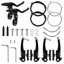 Complete Bike Brake Set, Bike V Brake Set, Front and Rear Bike Brakes, Bike Brake Levers Inner and Outer Brake Cables, Aluminum Bicycle Brake Set, for MTB BMX Bicycle Road Bike Mountain Bike Parts
