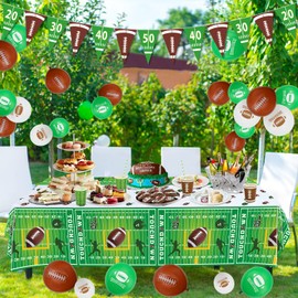 Dvaorc 4 Pack Football Party Table Covers Football Party Tablecloth 51x86 Inch Football Party Tablecloth Football Table Cover Birthday Party Table Cloth Football Theme Table Cloths (Football-1)