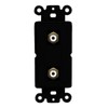 RiteAV 2 Port RCA-White Coupler Jack Insert Rocker Module Female-Female for Decorative Wall Cover Face Plate [Black]