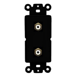 RiteAV 2 Port RCA-White Coupler Jack Insert Rocker Module Female-Female for Decorative Wall Cover Face Plate [Black]