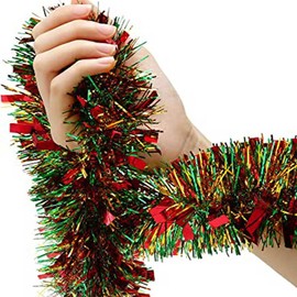 FIRST CHOICE KAYA 210cm Colorful Tinsel Garland Chunky Metallic Shiny Hanging Garlands for Christmas Tree and Other Party Decorations & Festivals - Multi-Colour Tinsel