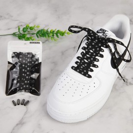 5Chaos Reflective Star Shoelaces, Jogging Running Night Club Party Dancing Shoe Laces for Women Kids Girls Men, Shoestring with Aglets 1Pair (43" (110CM), Black)