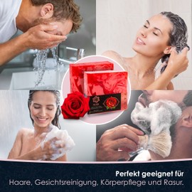 Panu Rose Soaps - Vegan Shower Soap for All Skin Types - Natural Soap as Solid Shower Gel and Solid Shampoo - Premium Soap Bar - Natural Shower Chunk as Solid Shower Gel