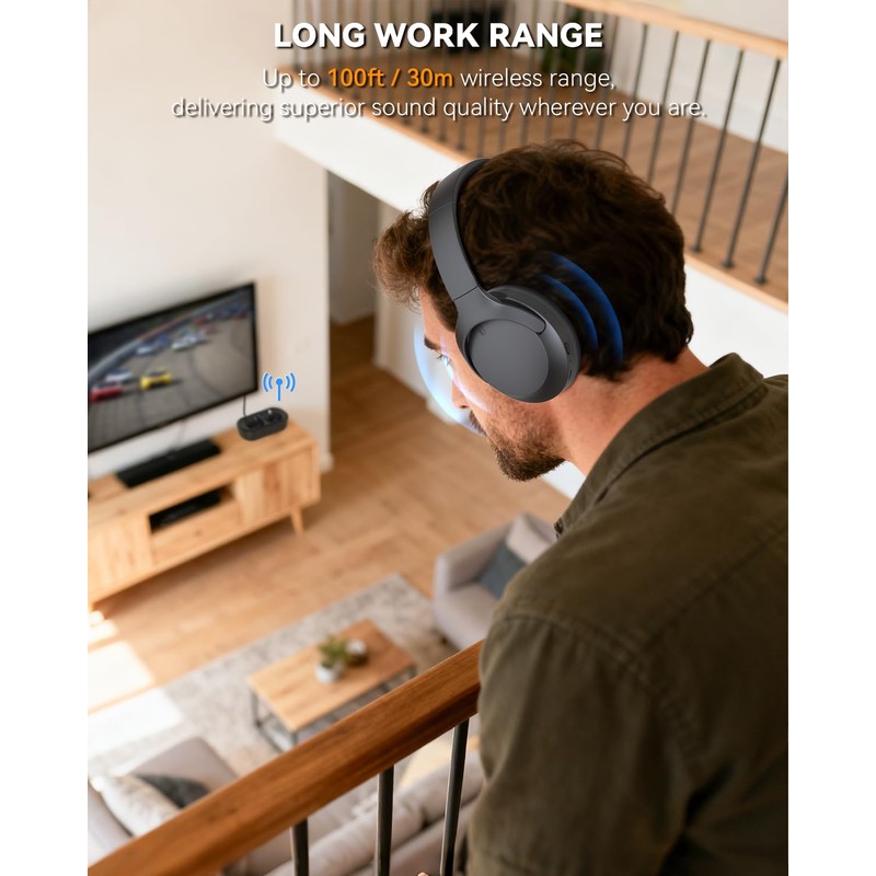 ANSTEN Wireless Headphones for TV Watching with Digital Optical RCA