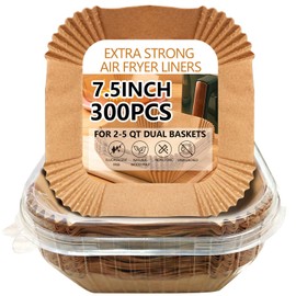 UBeesize 7.5 Inch Air Fryer Paper Liners,300 PCS Parchment Paper, Air Fryer Disposable Paper Liners for Microwave, Non-Stick Sheets Square Free of Bleach（Bottom size 6.3 Inch）