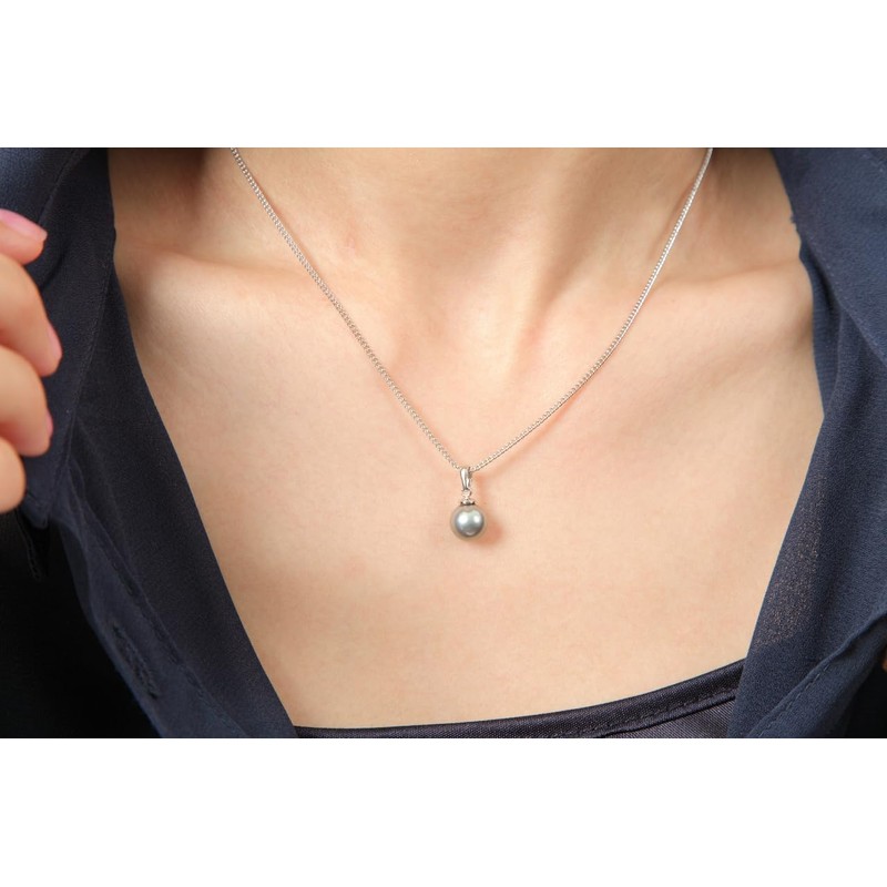 [MAHINA] Flower Pearl Polished Shell Single Pendant Gray Pearl, Brass