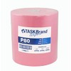 TaskBrand P80 Premium Series Wipers, Hydrospun, Red, 12" x 13",