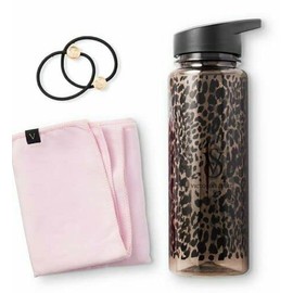 Victoria's Secret Leopard On Point Exercise Workout Kit Water Bottle Hair Ties Towel
