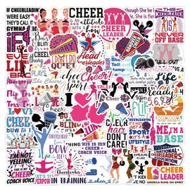 Cheer Stickers, 50 Pcs Cheerleaders Cheerleading Motivational Positive Decals Stickers for Water Bottle Laptop Window Guitar Cup Computer Snowboard Decor Decals for Teens Girls (Cheerleaders)