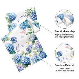 Watercolor Hydrangea Table Runner Blue Butterfly Spring Summer Table Decorations Rustic Coffee Table Runners for Home Kitchen Dining Room Wedding Party 13x71 Inch (13x71 Inch, Hydrangea)