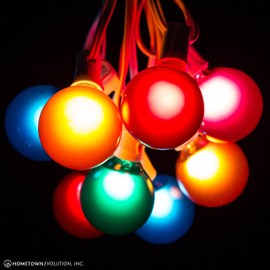 Hometown Evolution, Inc. Assorted Satin Pearl Outdoor Patio Globe String Lights (25 Foot, G50 Assorted 2 Inch Bulbs - White Wire)