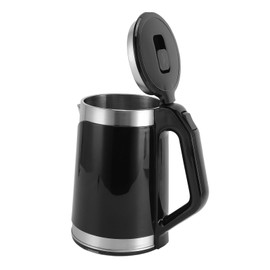 Double Wall Stainless Steel Electric Kettle 900W Automatic Power Off 2L US Plug 110‑130V, Large Capacity for Home with Long Cable for Office (Black)