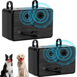 2pck Anti Barking Device, 50 FT Ultrasonic Dog Barking Control Device, Neighbor Dog Silencer, 4 Modes Bark Box, Dog Barking Silencer for Indoor and Outdoor Use, Waterproof Dog Barking Deterrent blackT