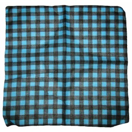 RFCO 22"x22" Blue / Black Plaid Checkered 100% Cotton Bandana