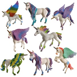 Animal Quest: Mythical Horses - 8 Piece Set, Toy Figurine Collection, Unicorn & Pegasus Fantasy Creatures, 2-6.5" Miniatures, Play & Display, Kids 3+