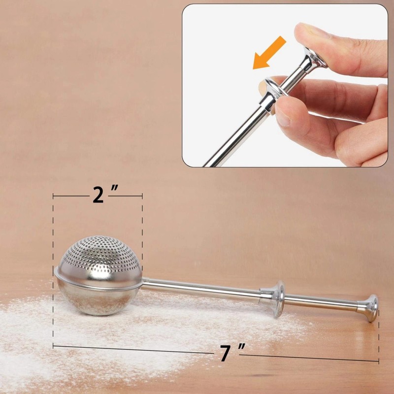 HULISEN Flour Duster for Baking, One-Handed Operation, 304 1, Silver