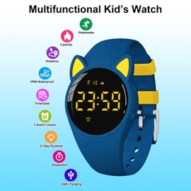 Kids Fitness Tracker Pedometer Watch No App/Bluetooth,20-Day Battery Life Rechargeable Watch, IP68 Waterproof Digital Watch for Girls Boys, Fitness Watch with Alarm Clock Step/Distance/Calorie Counter