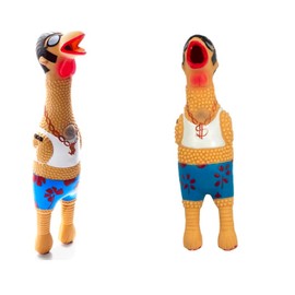 PUREPET 14 Inch Large Rubber Chicken Dog and Pet Toy Classic Henrietta or Earl in Beach Wear Latex Squawkers (14 Inch Earl)