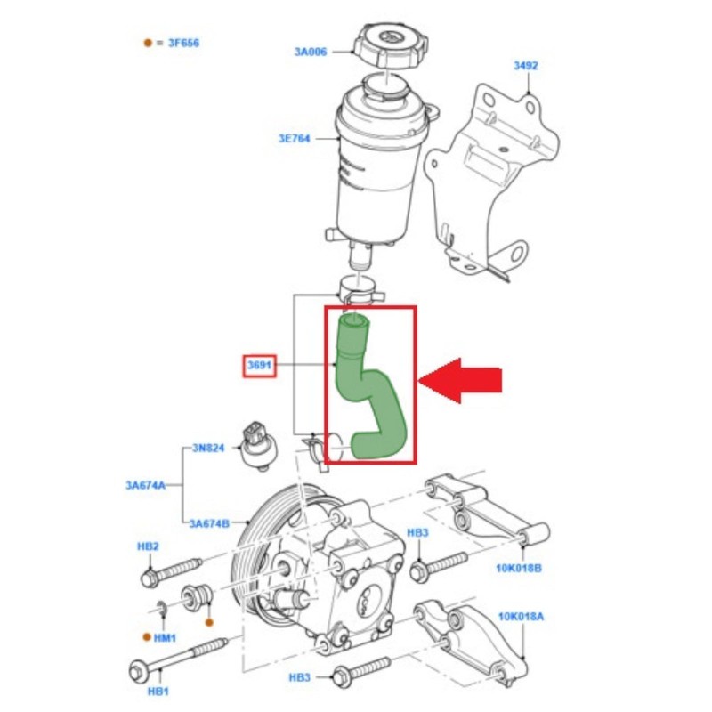 BIAREN Power Steering Hose Pipe Reservoir to Pump Steering Hydraulic