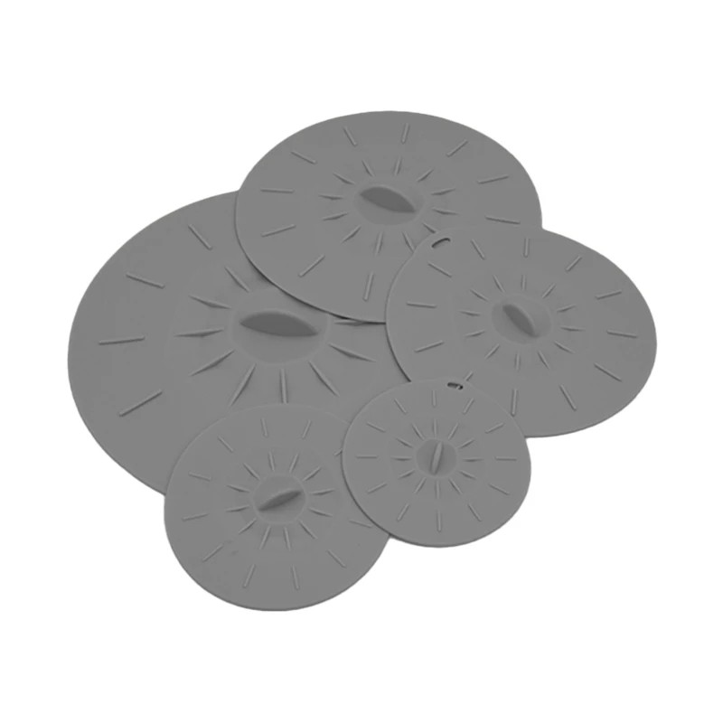 5-Piece Silicone Suction Lid Cover Set – Reusable Heat-Resistant Microwave