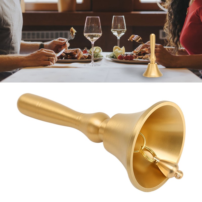 Hand Call Bell Easy Cleaning Portable Brass Material 13x6.5cm Decorative