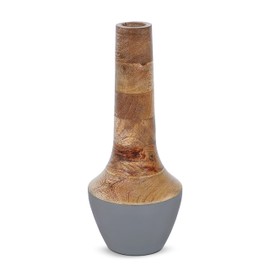 Kanha Medium Wood Vase (Medium Polish, 4 x 4 x 12) – Mango Wood Decorative Vase for Living Room, Bedroom, Coffee Table & More – Handmade Flower- Elegant & Beautiful Home Decorations
