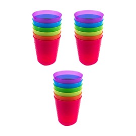 Cuddly Hippo Kids Plastic Dinnerware Set of 18 Multi Color Cups/Tumblers - Reusable, BPA-Free, Dishwasher Safe and Microwaveable