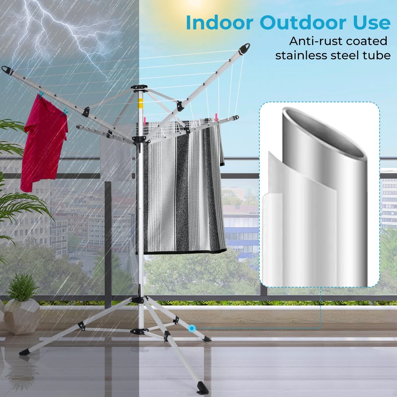 JS HANGER Drying Natural Clothes Airer Outdoor Portable 4-arm Aluminum
