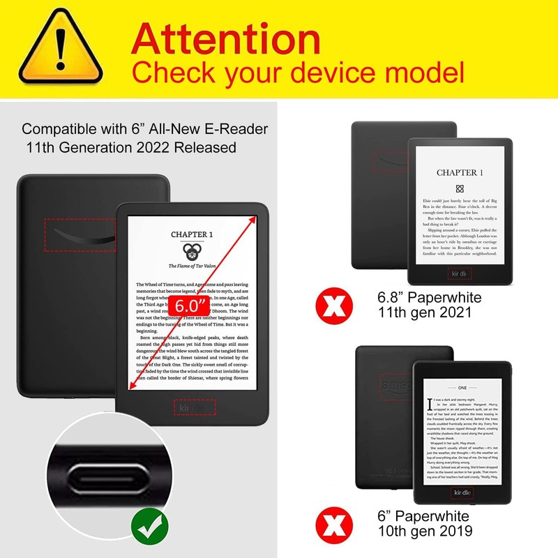 Reelau Case Compatible with 2022/2024 Kindle 11th Generation 6 inch