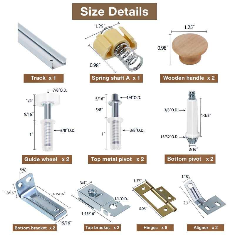 Bifold Door Hardware Kit, 48-Inch Bi-fold Closet Door Track Kit