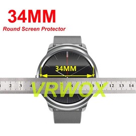 [ 3-Pcs]VRWOX Screen protector For Universal Round Watch HD Screen Protector,Anti-Scratch, Anti-Fingerprint, Bubble Free (34MM)