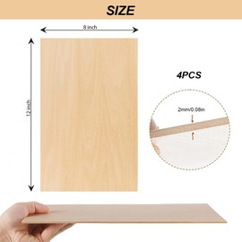 Pack of 6 2 mm A4 Plywood Panels, Wooden Panels for Crafts, Thin Wood Cuts, Plywood Panels Poplar A4, 2 mm Plywood Linden Sheet, for Model Making, Laser Projects, Art, Craft, Paintings