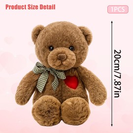 DtgEcd Small Teddy Bear, Cute Brown Teddy Bear Stuffed Animal, Soft Plushie for Girlfriend, Kids, Valentine's Day, Bedroom Decor (20 Cm)