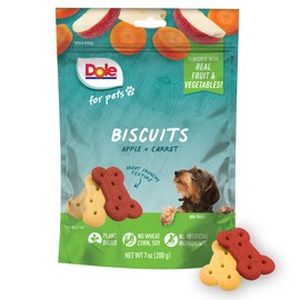 Dole for Pets Freshly Fetched Dog Biscuits, Apple & Carrot Flavor Dog Treats, 7oz | Flavored with Real Veggies, No Wheat, Corn, Soy, Artificial Flavors, Colors, Preservatives, or Animal Products