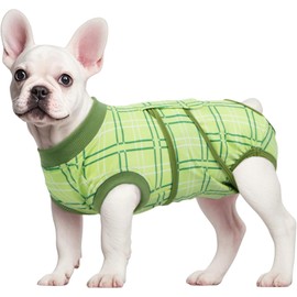 Kuoser Dog Recovery Suit for Female Male Dogs, Post-Surgery Bodysuit for Spay Neuter, Dog Onesie After Surgery, Anti-Licking Pet Surgical Recovery Suit, Green XS