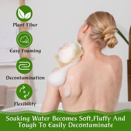 Tyqour Natural Loofah Sponge Set - 2pcs Exfoliating Sponge Loofah for Body Care, Multi-Functional Natural Sponges for Body, Ideal for Shower & Bath