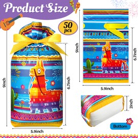 Capoda 50 Pcs Mexican Drawstring Candy Bags Fiesta Party Snacks Bags Cinco De Mayo Party Favor Bag Mexican Fiesta Goodie Bag Mexican Party Drawstring Gift Bag for Fiesta Mexico Theme Party Supplies