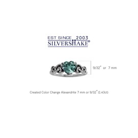 Silvershake Heart Shape Created Color Change Alexandrite 925 Sterling Silver Celtic Knot Ring Size 11