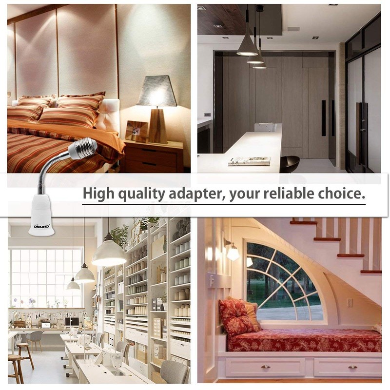 DiCUNO E26 15.5CM/5.5 Inch Extension Socket Extender Adapter, E26 Flexible