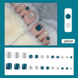 AiMMei Nail Tips, 24 Pieces Foot Nails, Easy Toenail Tips, Small and Short, Easy to Put on and Take Off, Glossy, Reusable, False Nails, Cute False Nails (D)