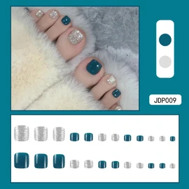 AiMMei Nail Tips, 24 Pieces Foot Nails, Easy Toenail Tips, Small and Short, Easy to Put on and Take Off, Glossy, Reusable, False Nails, Cute False Nails (D)