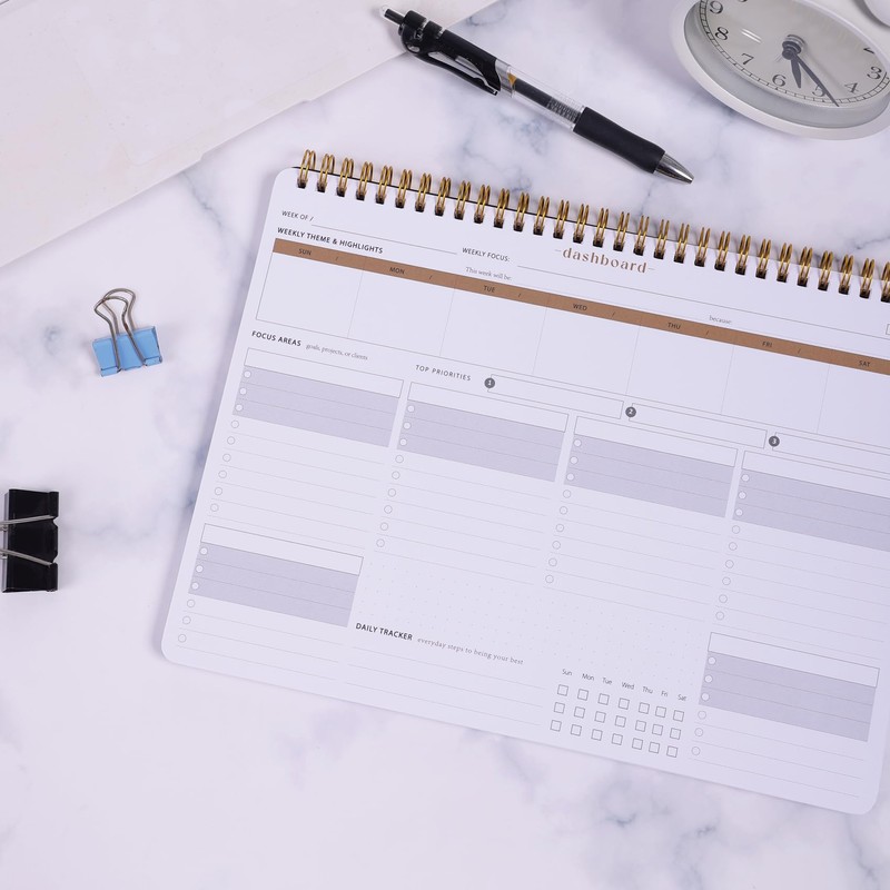 ZERONE CENTRE Productivity Weekly Planner - 54 Sheets Dashboard Spiral