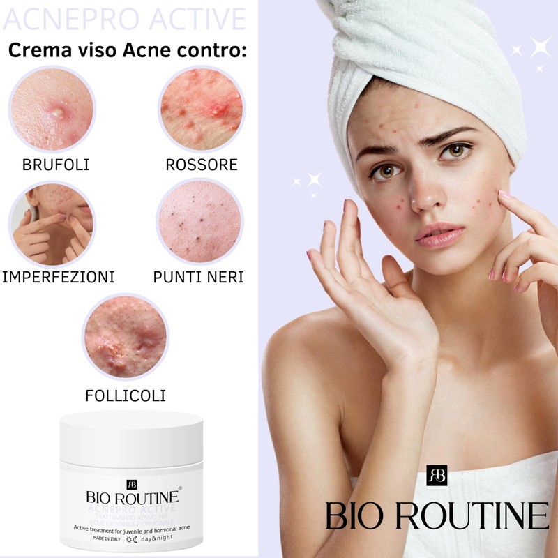 Bio Routine AcnePro Active, Akne-Creme für das Gesicht, entfernt Akne,