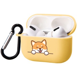 Cute Corgi Case Compatible with AirPods Pro with Keychain, Cartoon Dog Design Soft TPU Cover for AirPods Pro Charging Case Smooth Protective Shell for Girl Women（Yellow）