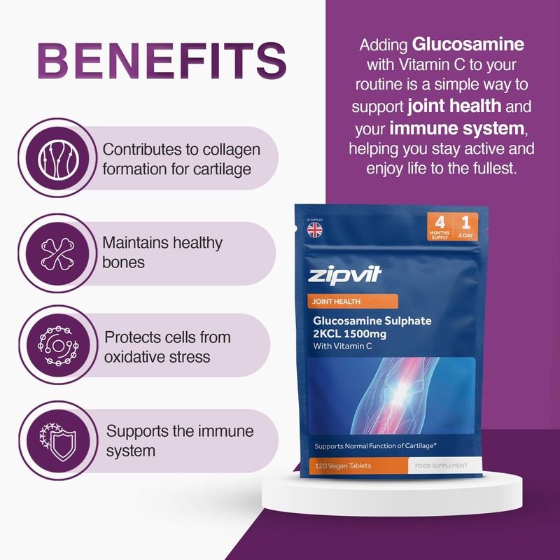Zipvit Glucosamine Sulphate 2KCl 1500mg with Vitamin C, High Strength