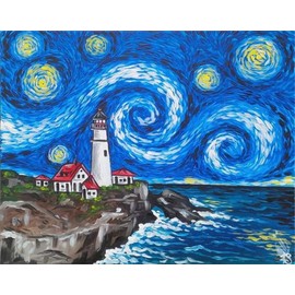 Meecaa Cross Stitch Kits 11 Count Stamped, Starry Sky Van Gogh Embroidery Kit with Accessories Pre Printed (36CMx46CM) (Starry Sky)