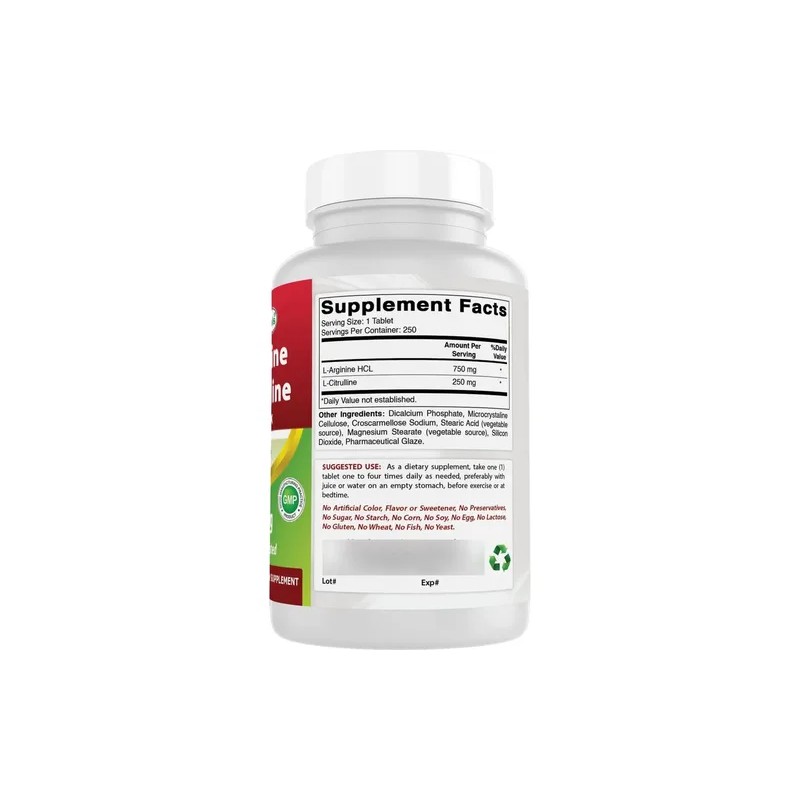 Complejo L-arginina L-citrulina 1000 Mg, 250 Tabletas