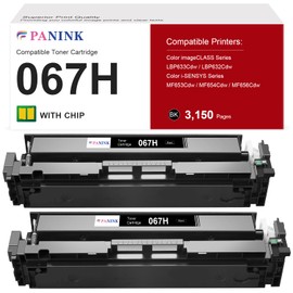 PANINK Compatible 067H Black Toner Cartridge Replacement for Canon 067 067H CRG-067H MF656Cdw Toner Cartridge Set for Canon imageCLASS LBP632Cdw LBP633Cdw MF653Cdw MF654Cdw MF656Cdw Printer - 2 Black