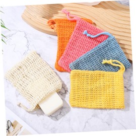 Healeved 10pcs Exfoliating Soap Bags Made of Cotton Linen Natural Hollow Mesh Soap Pouches Drawstring for Bath and Shower Multi Watermelon Red Yellow